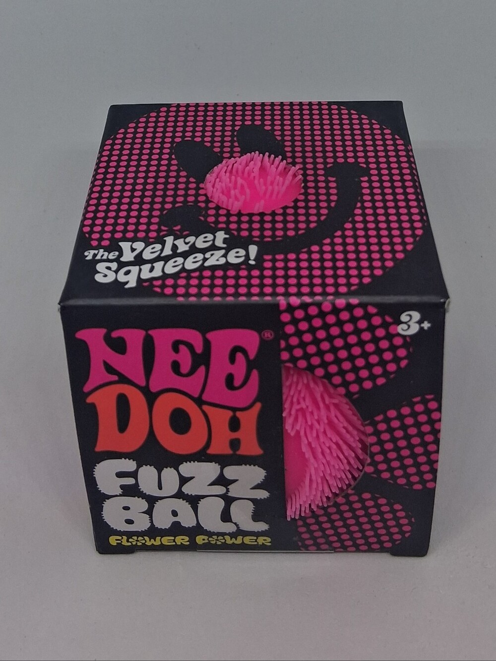 Needoh Flower Velvet Squeeze Fuzz Ball - Pink Velvet Squeeze